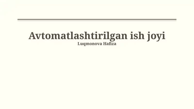 Avtomatlashtirilgan ish joyi