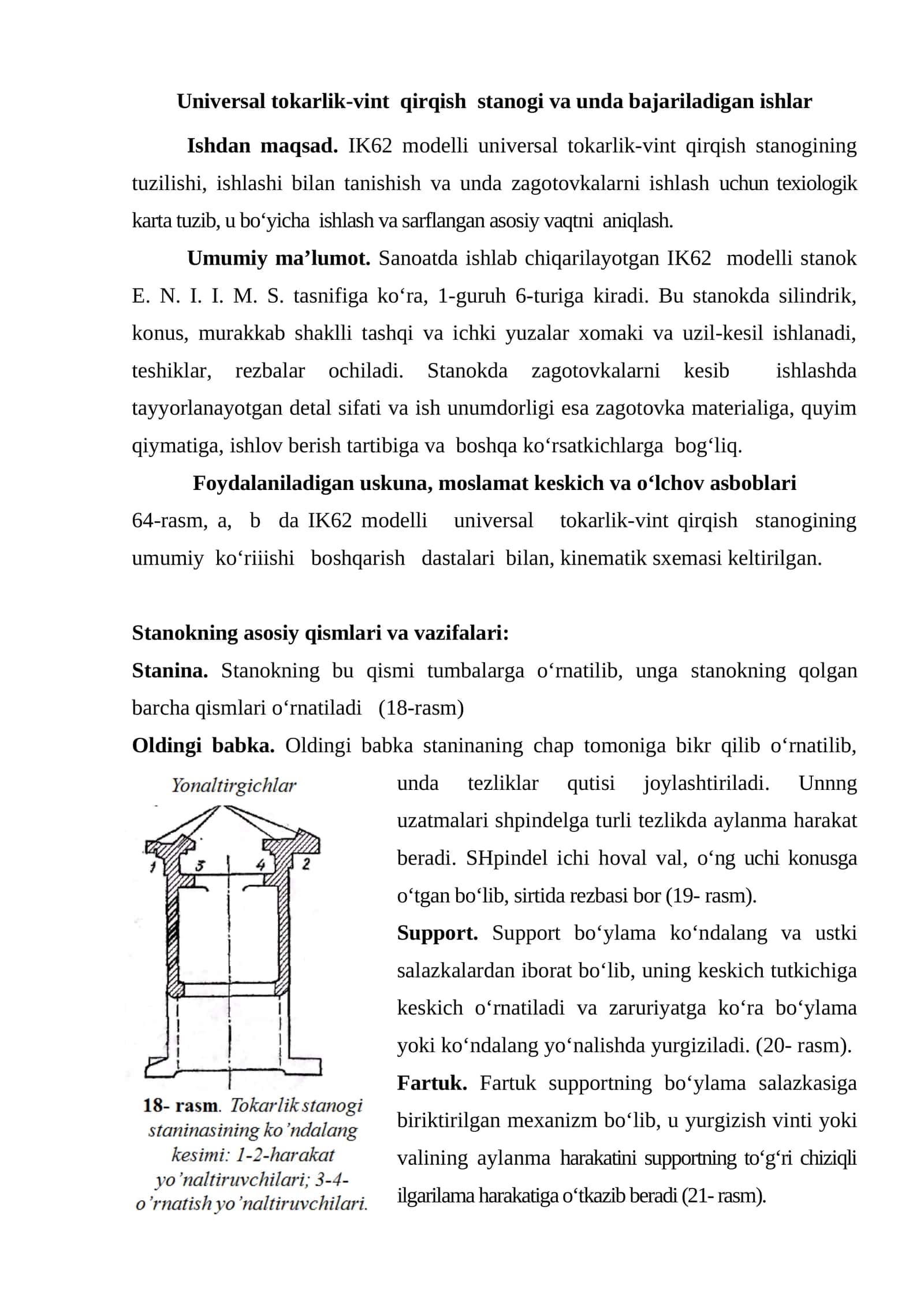 IK62 modelli universal tokarlik-vint qirqish stanogi
