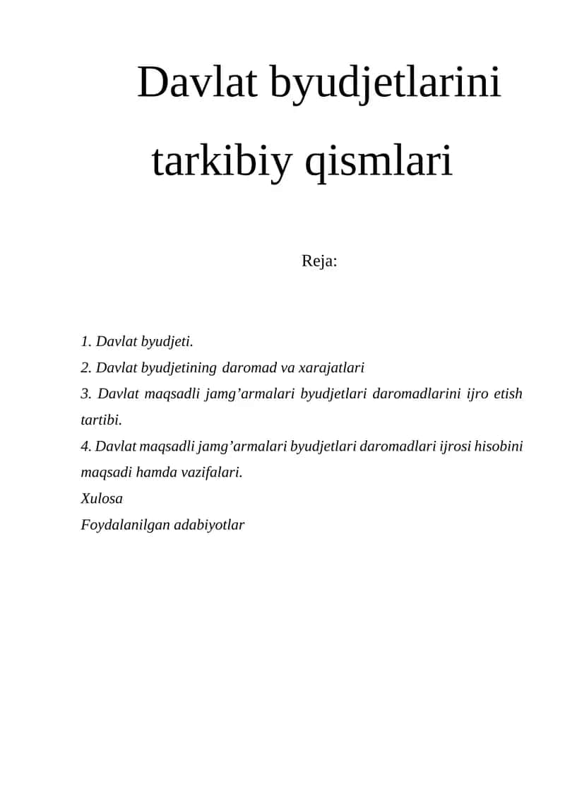 Davlat byudjetlarini tarkibiy qismlari