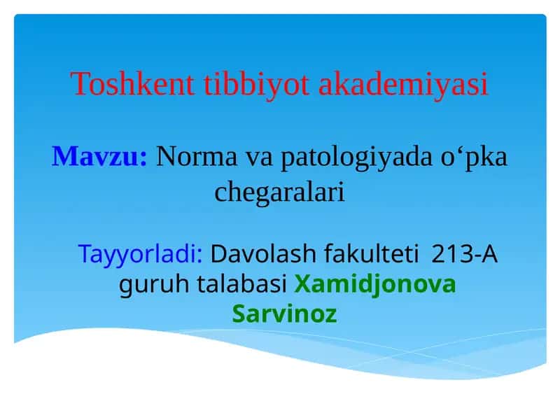 Norma va patologiyada op kachegaralari