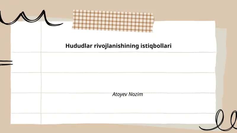 Hududlar rivojlanishining istiqbollari