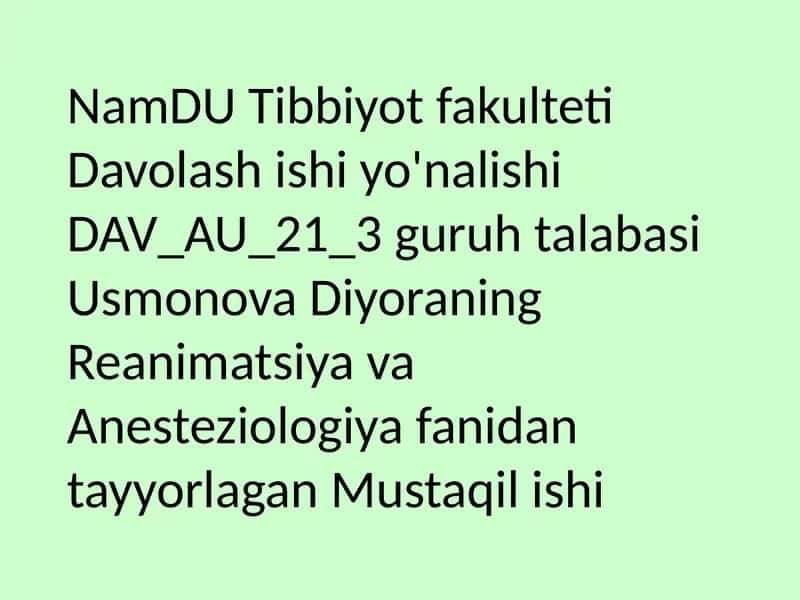 MAXALLIY ANESTEZIYA