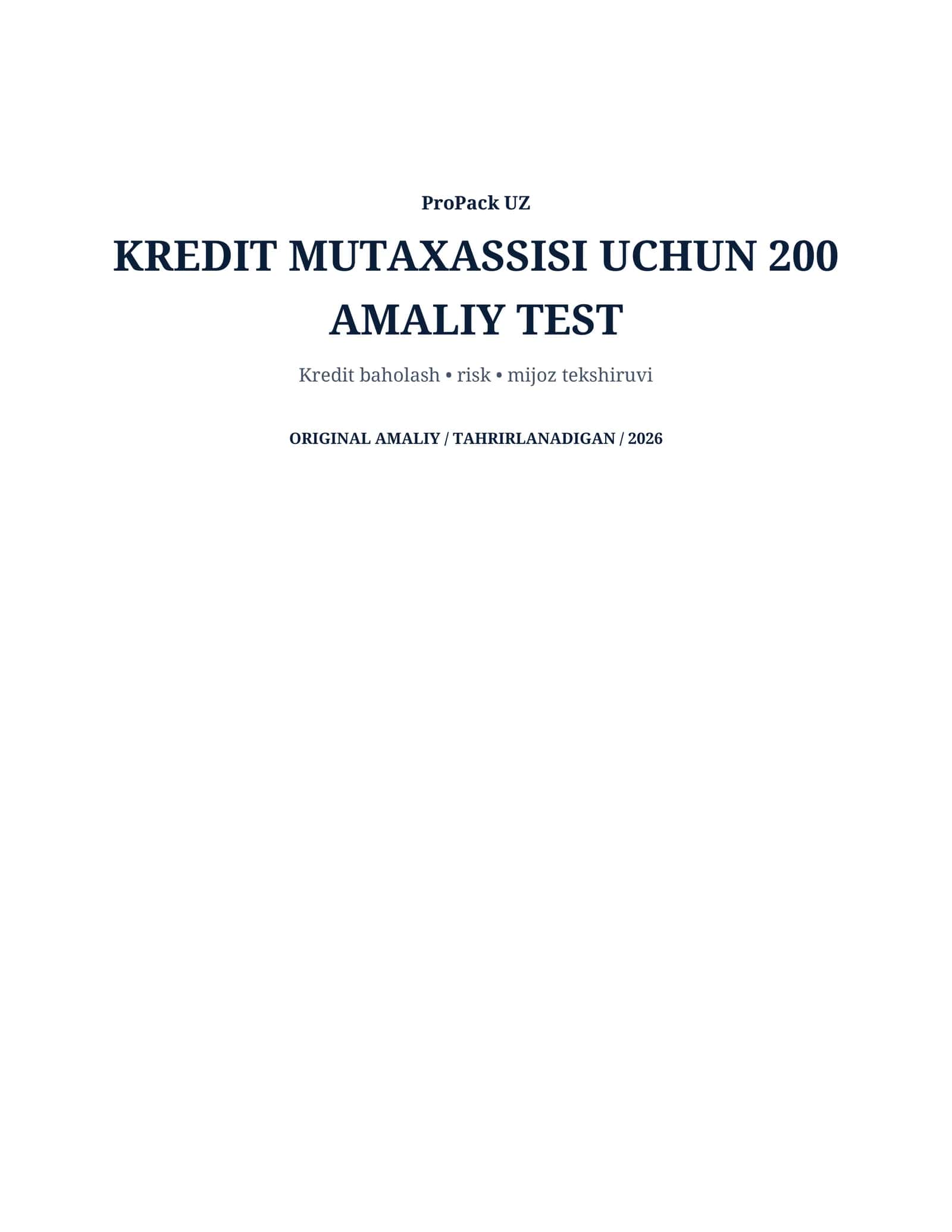 Kredit Mutaxassisi 200 Test