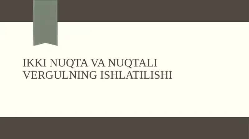 Ikkinuqta va nuqta livergulning ishlatilishi