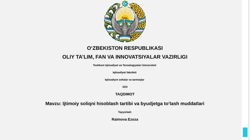 Ijtimoiy soliqni hisoblash tartibi va byudjetga to‘lash muddatlari