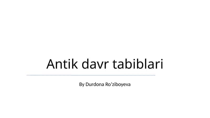 Antik davr tabiblari