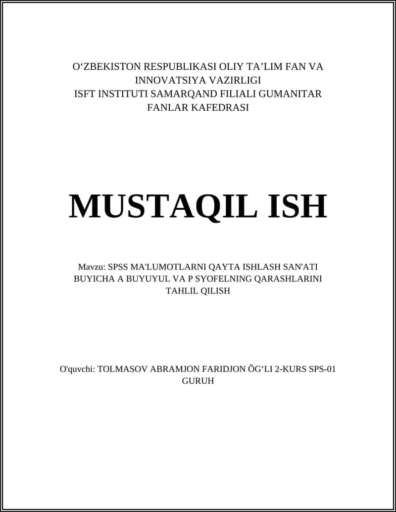 SPSS ma'lumotlarni tozalash metodologiyalari tahlili