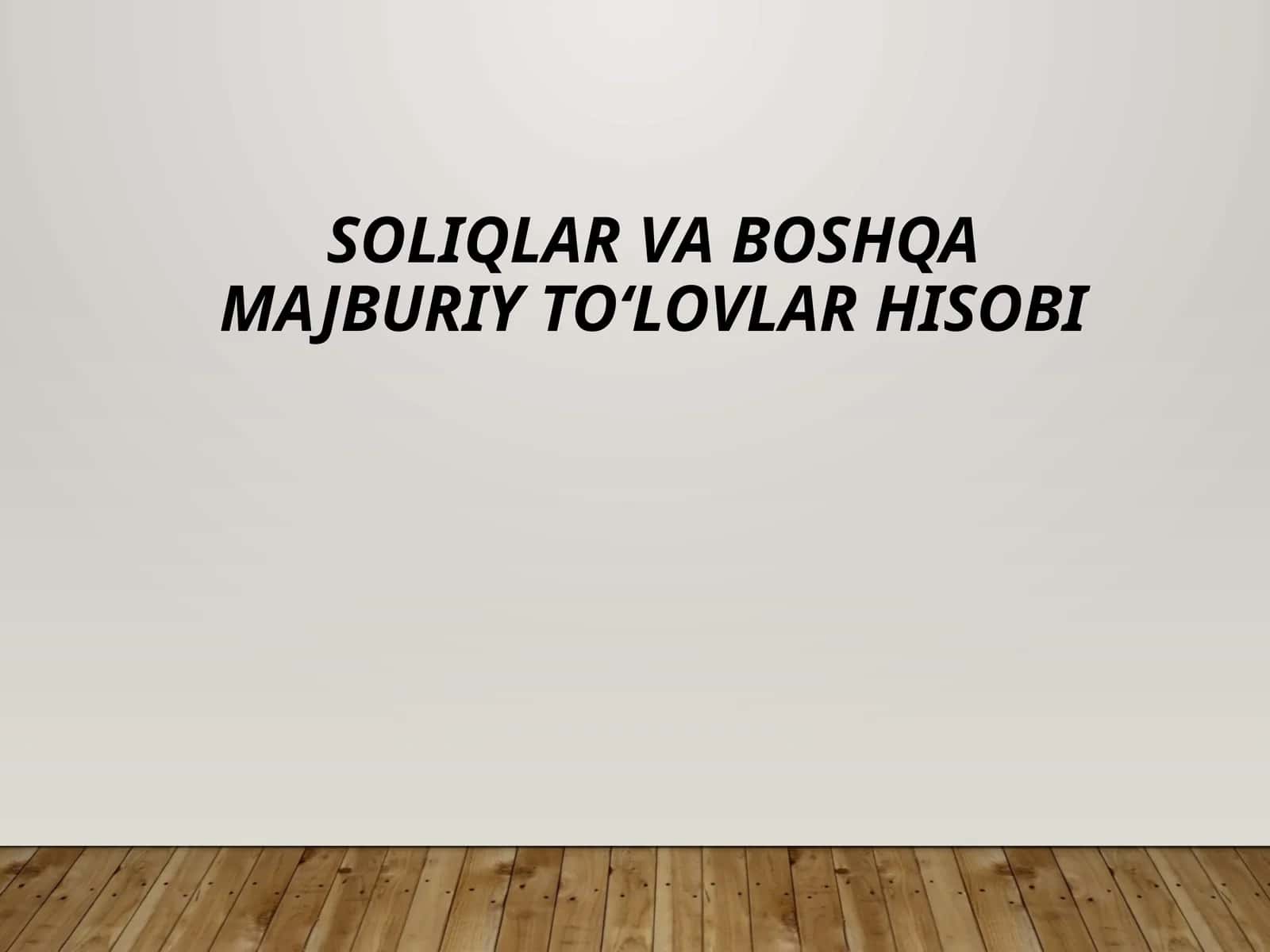 Soliqlar va boshqa majburiy to‘lovlar hisobi