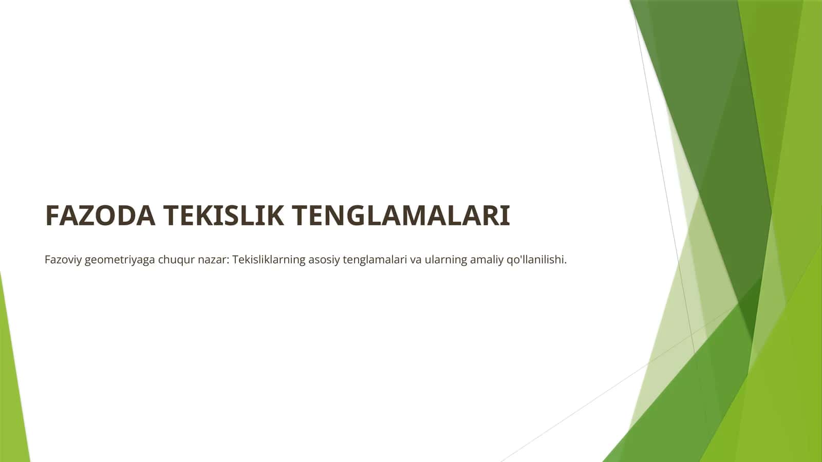 Fazoviy Geometriyaga Tenglamalar