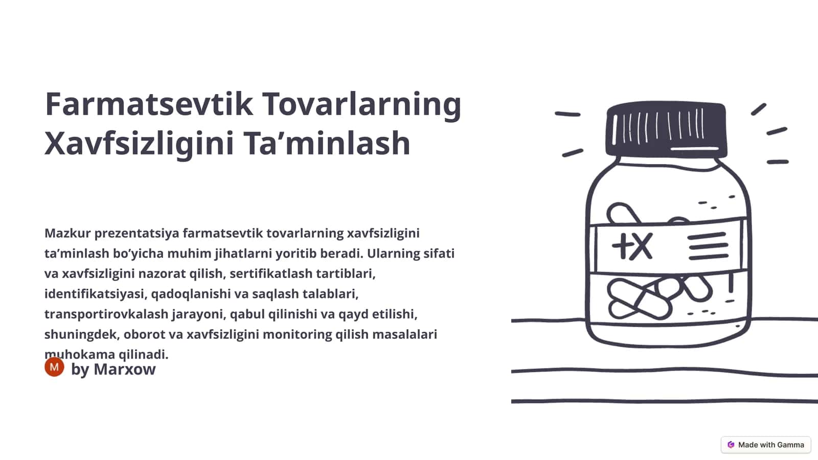 Farmatsevtik Tovarlarning Xavfsizligini Taʼminlash