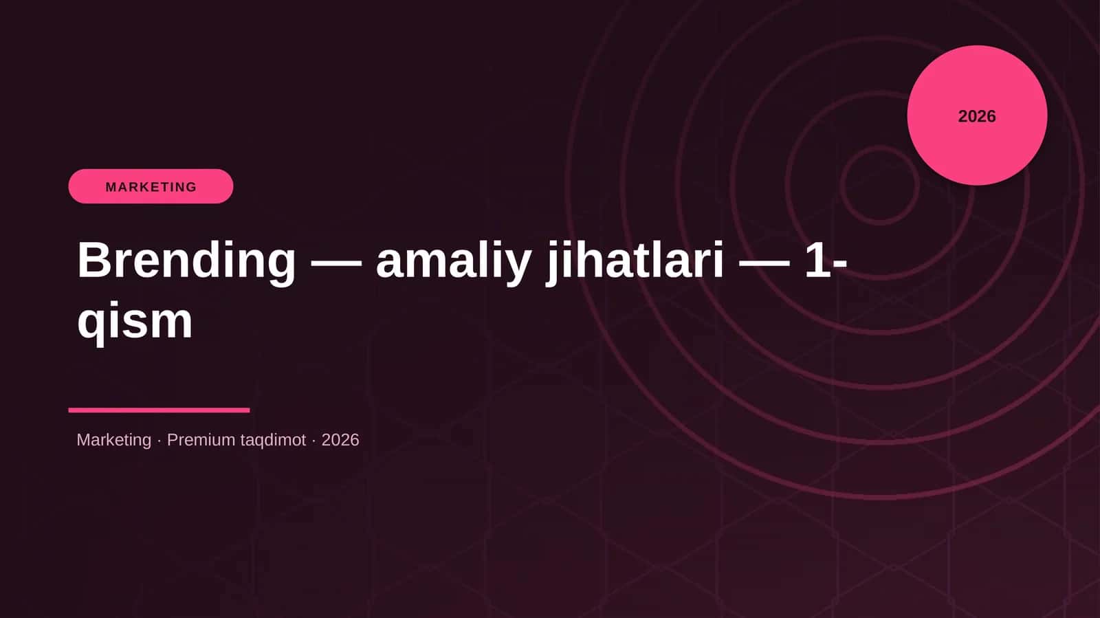 Brending — amaliy jihatlari — 1-qism