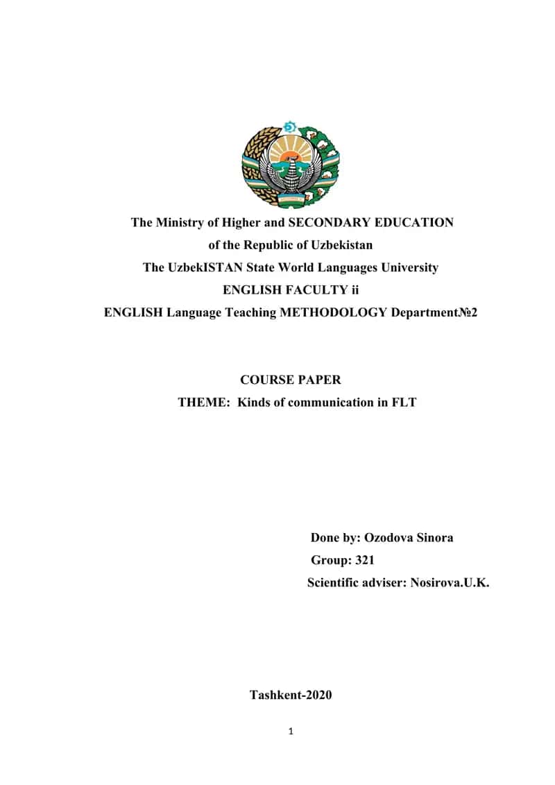 COURSE PAPER Kinds of communication in FLT