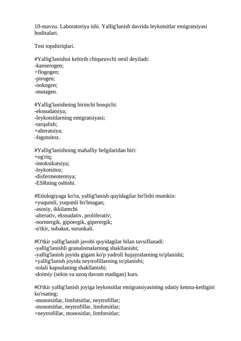 Yallig'lanish davrida leykotsitlar emigratsiyasi hodisalari
