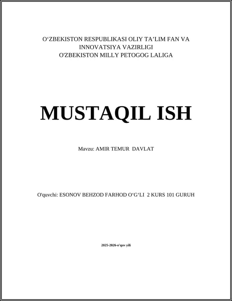 AMIR TEMUR DAVLAT