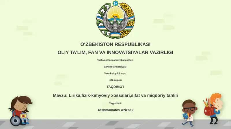 Lirika,fizik-kimyoviy xossalari,sifat va miqdoriy tahlili