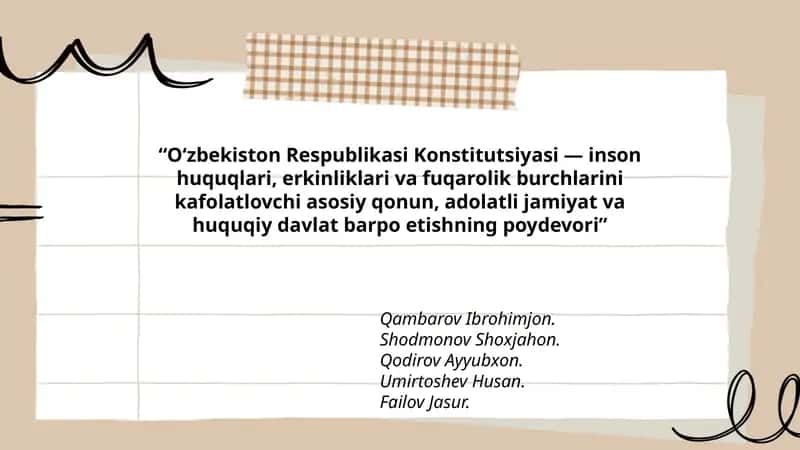 O‘zbekiston Respublikasi Konstitutsiyasi