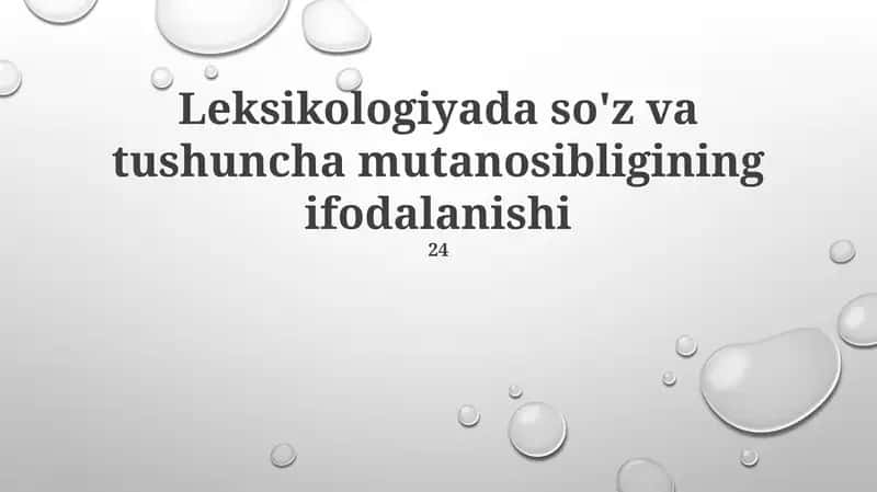 Leksikologiyada so'z va tushuncha mutanosibligining ifodalanishi