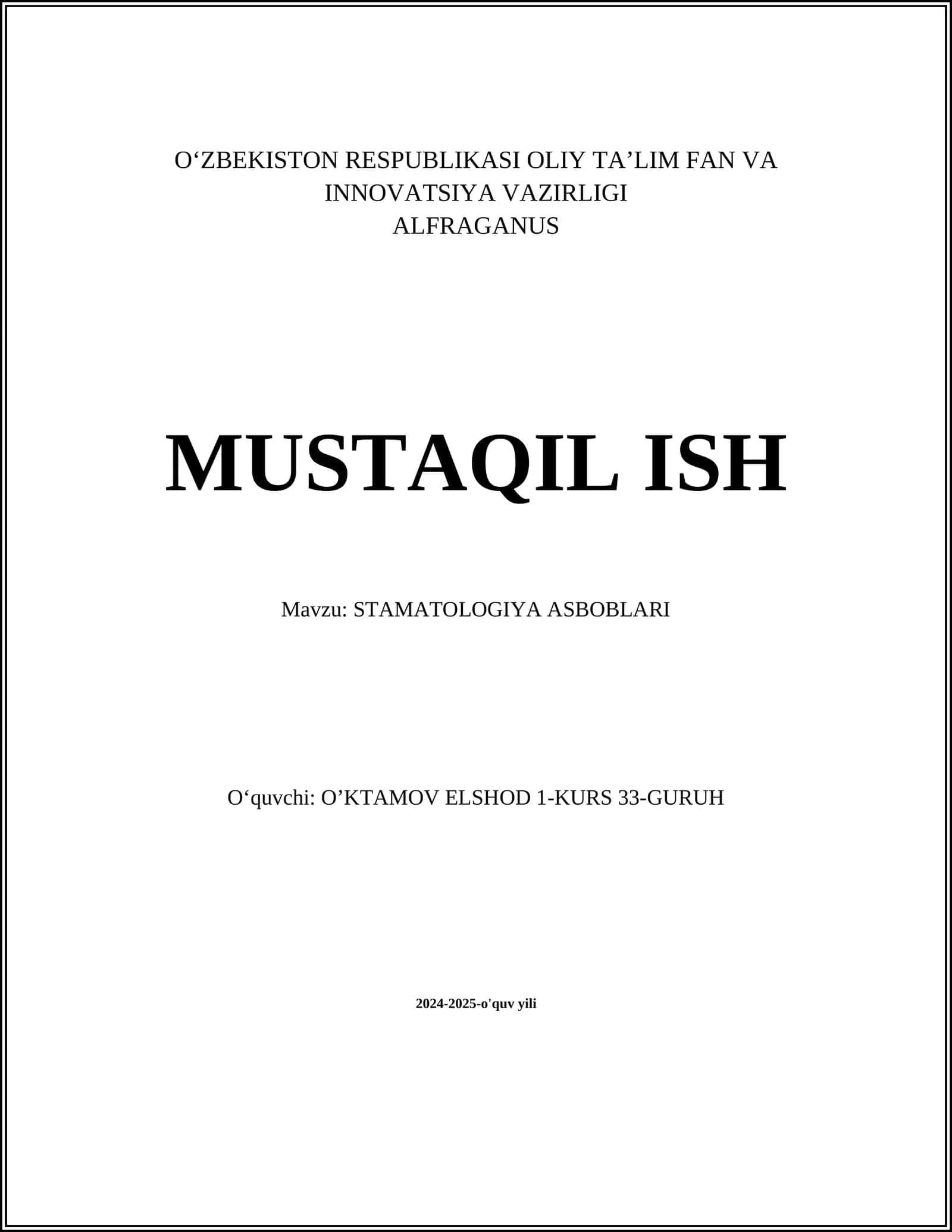 STAMATOLOGIYA ASBOBLARI