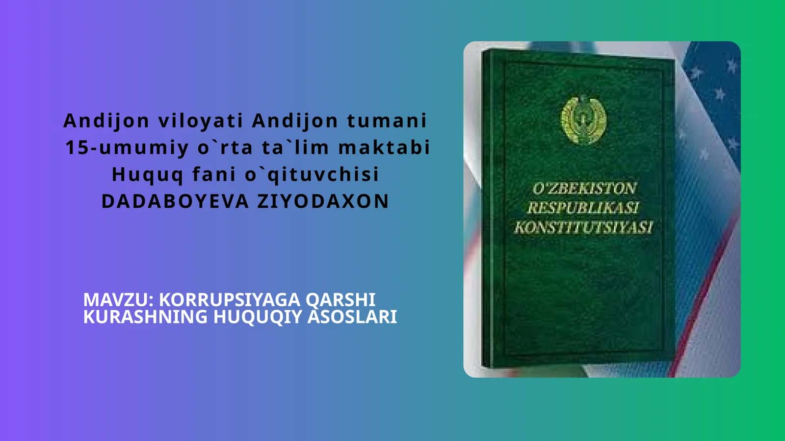 KORRUPSIYAGA QARSHI KURASHNING HUQUQIY ASOSLARI