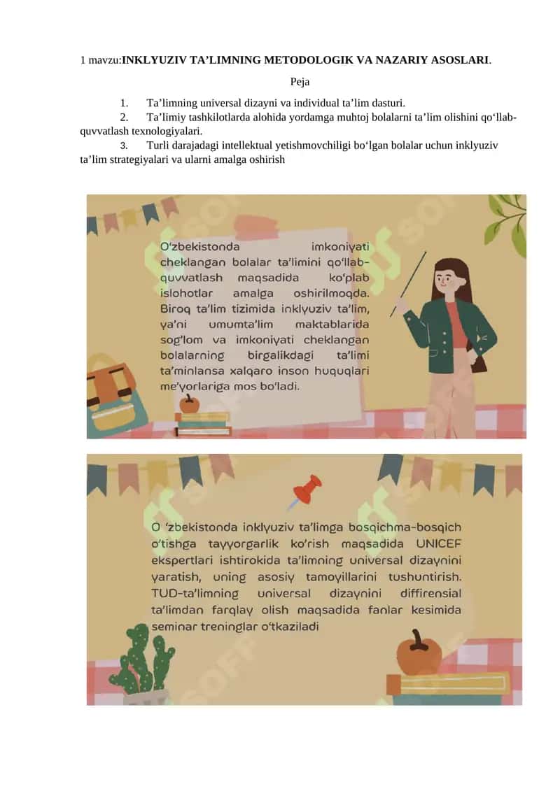 INKLYUZIV TA’LIMNING METODOLOGIK VA NAZARIY ASOSLARI