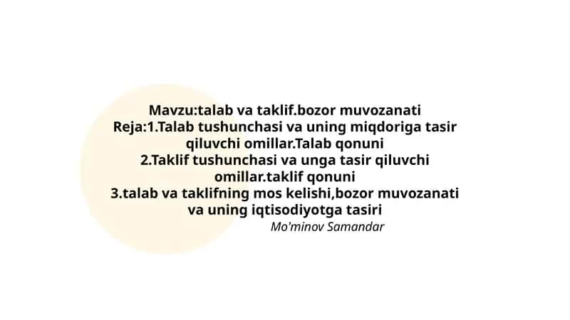 talab va taklif.bozor muvozanati