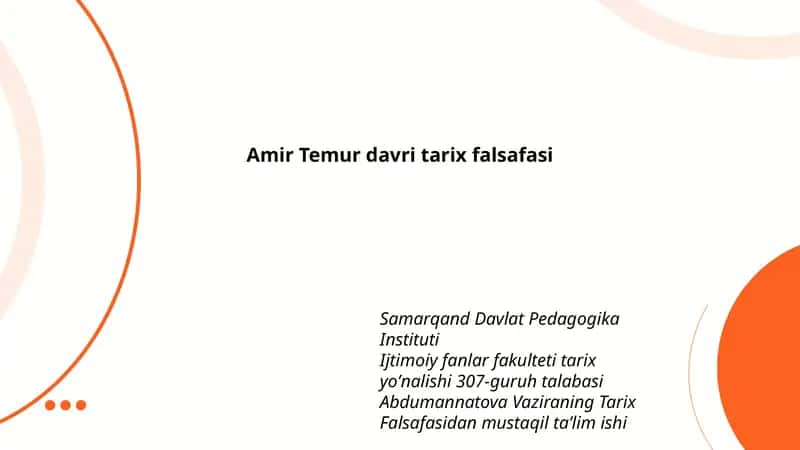 Amir Temur davri tarix falsafasi