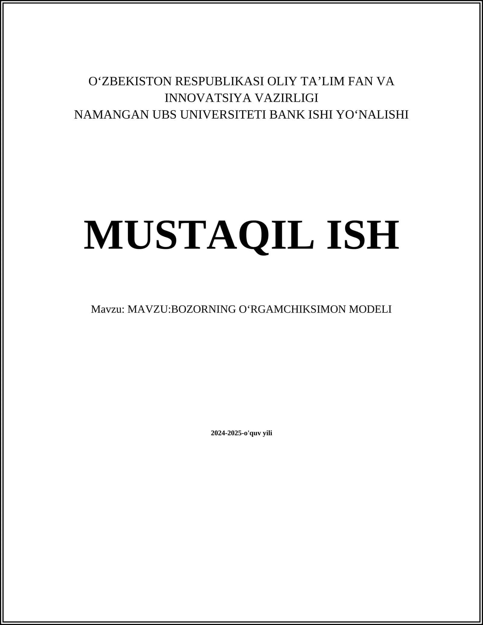 Bozorning oʻrgamchiksimon modeli