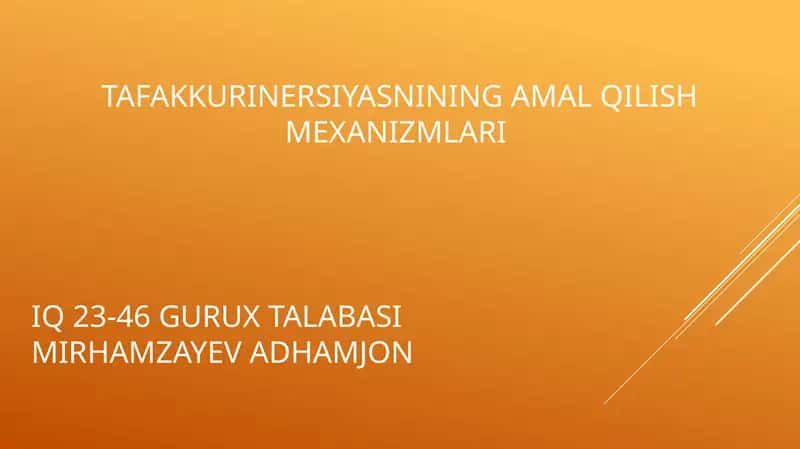 TAFAKKURinersiyasnining amal qilish mexanizmlari