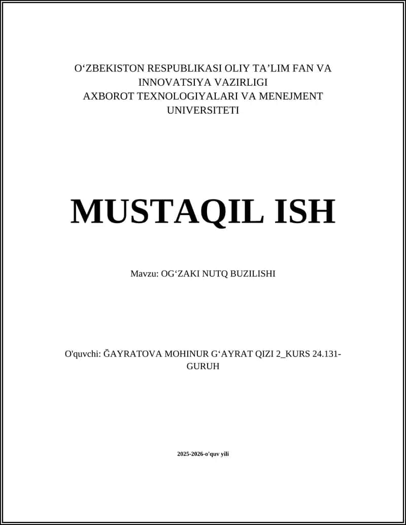 OGʻZAKI NUTQ BUZILISHI