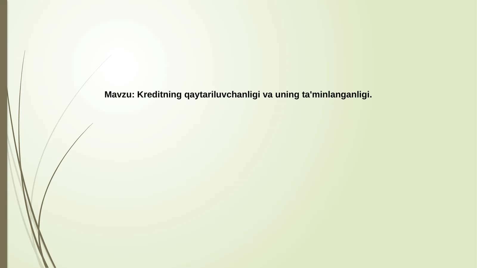 Kreditning qaytariluvchanligi va uning ta'minlanganligi