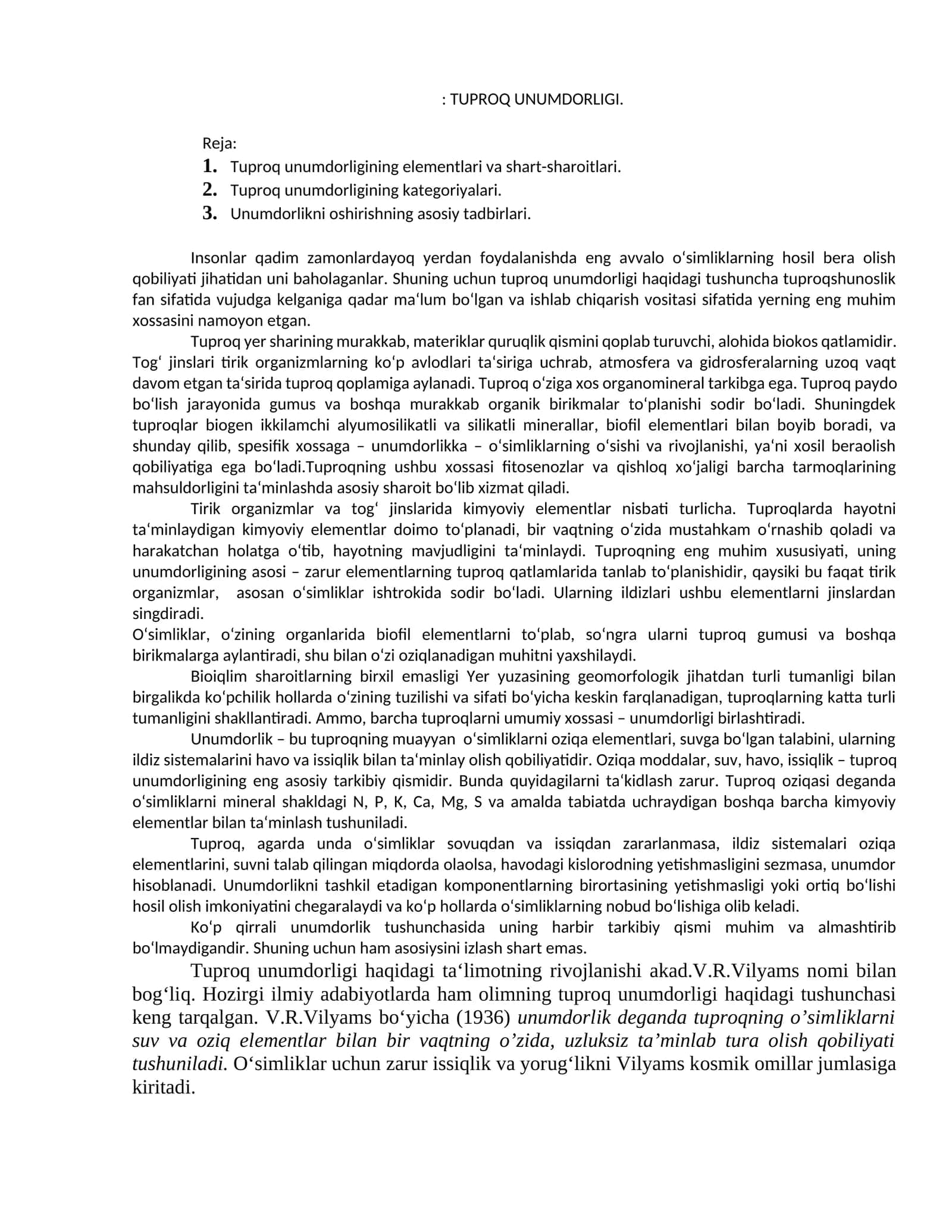 Tuproq unumdorligi