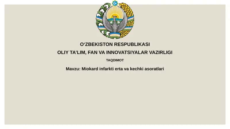 Miokard infarkti erta va kechki asoratlari