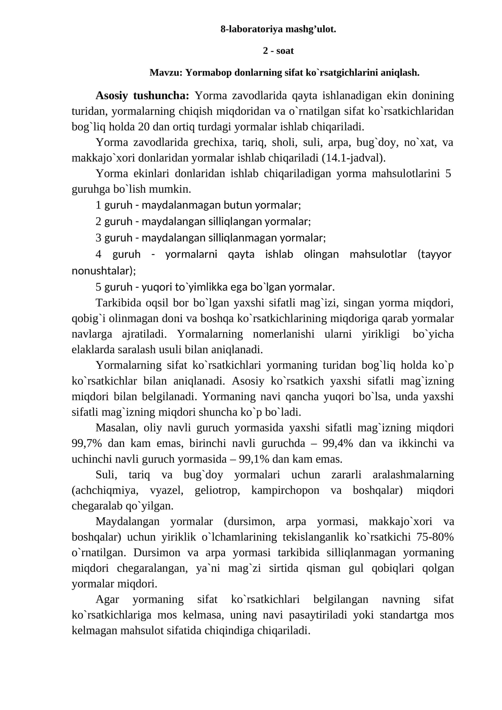 Yorma mahsulotlari