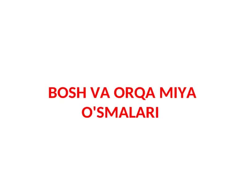 BOSH VA ORQA MIYA O'SMALARI