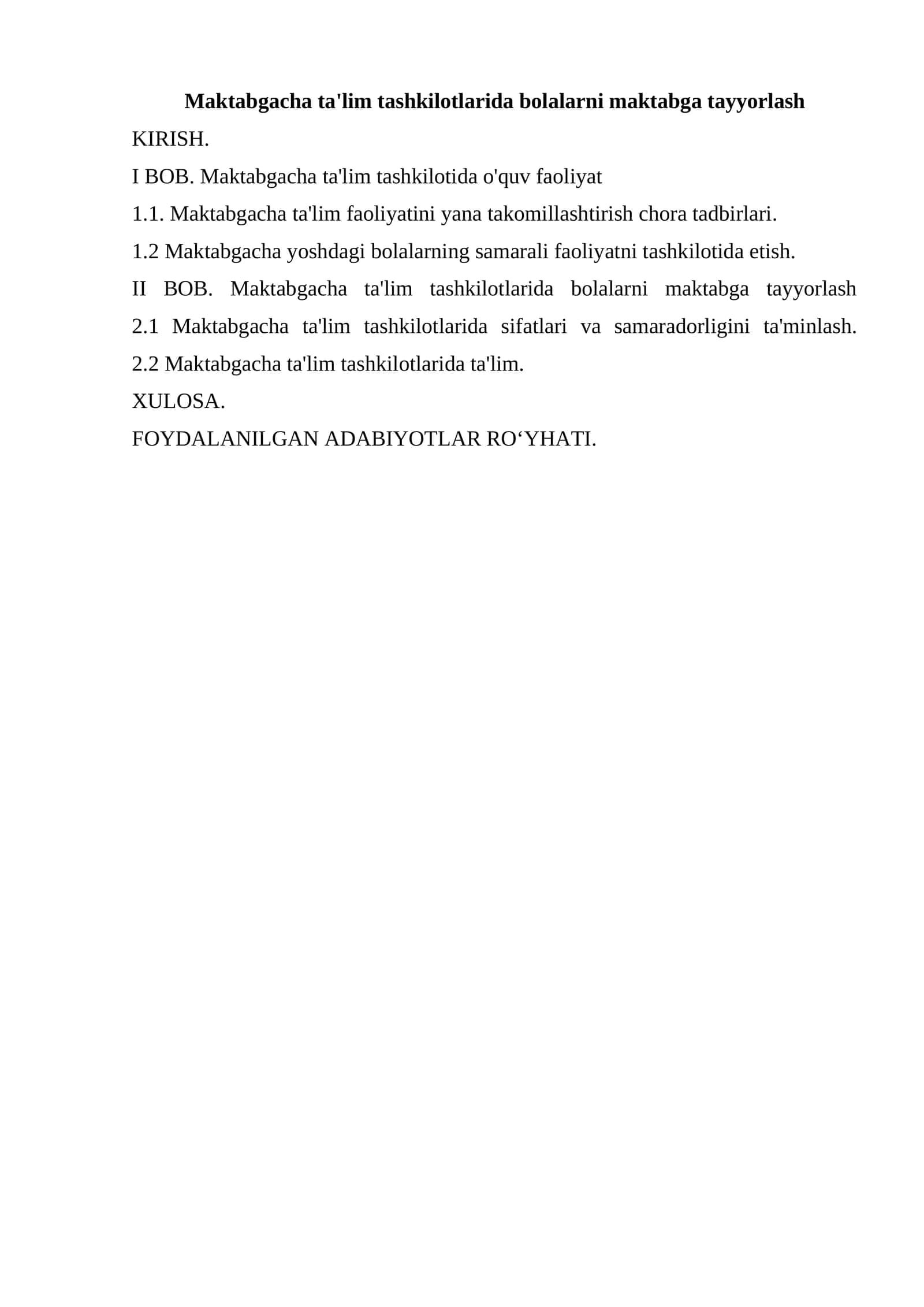 Maktabgacha ta'lim tashkilotlarida bolalarni maktabga tayyorlash