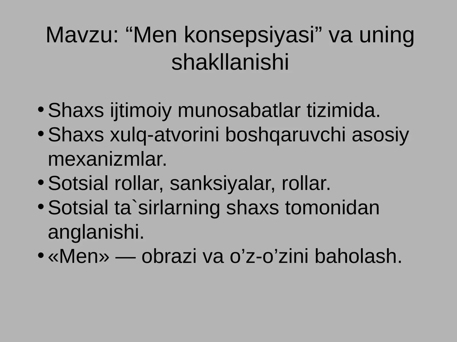 “Men konsepsiyasi” va uning shakllanishi