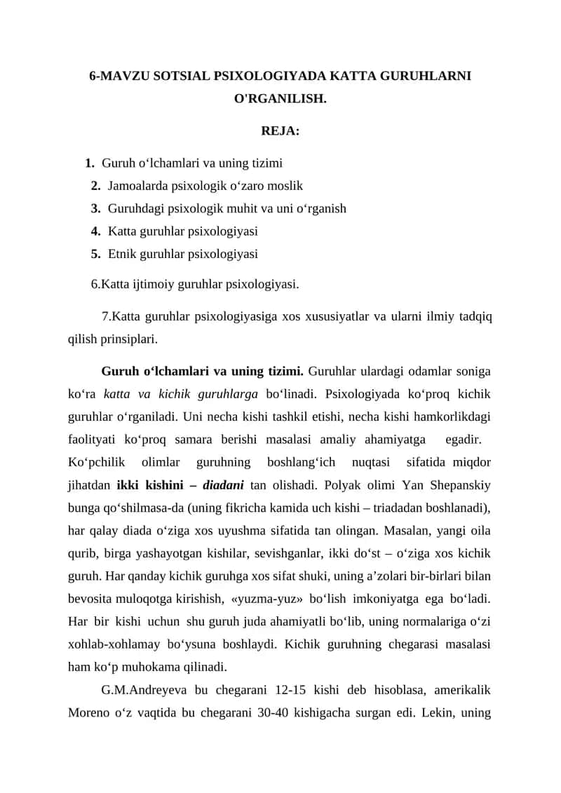 Sotsial psixologiyada katta guruhlarni oʻrganilish
