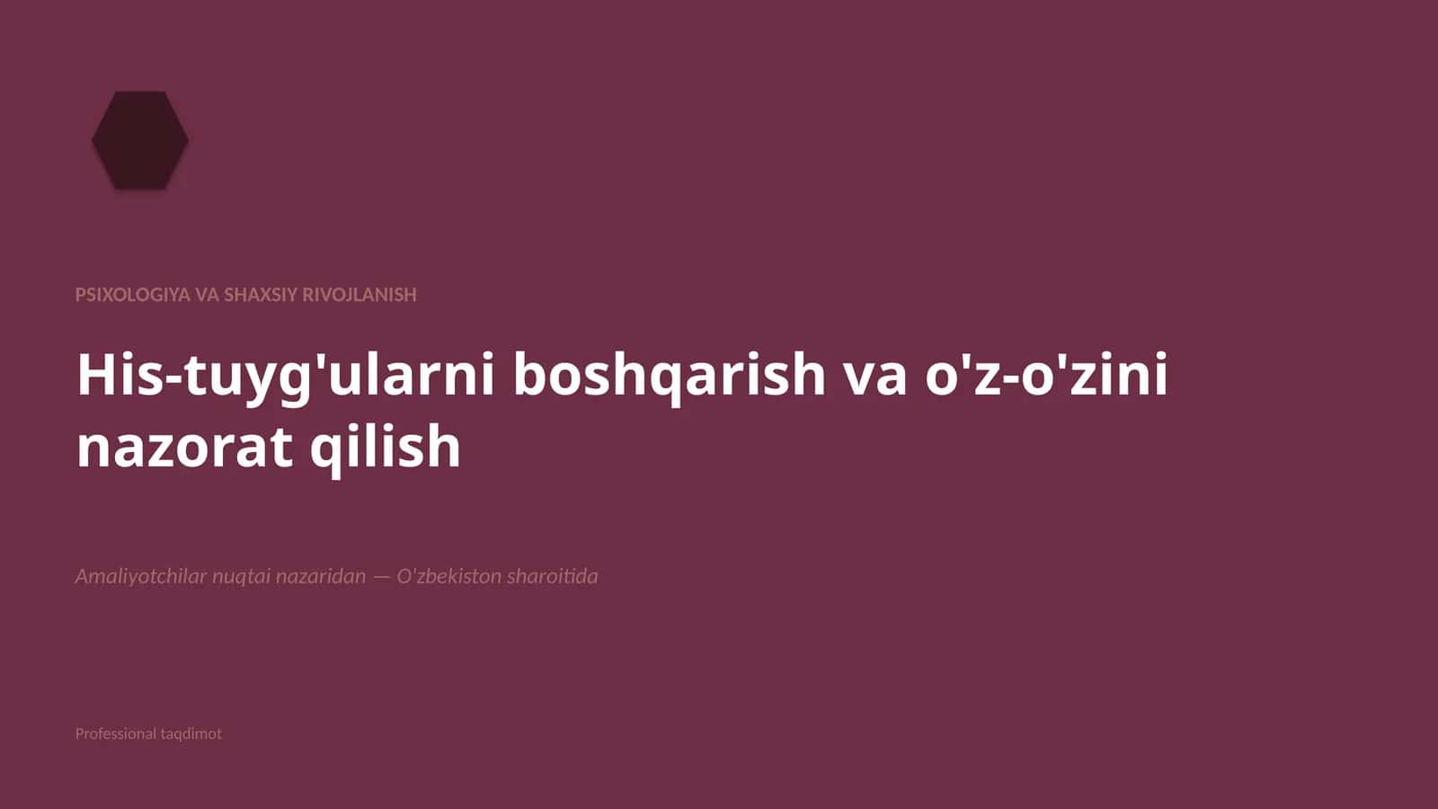 PSIXOLOGIYA VA SHAXSIY RIVOJLANISH
