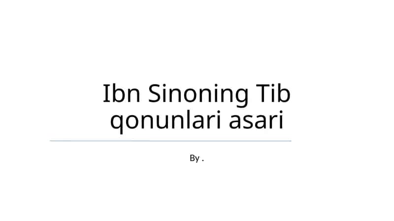 Tibbiyot Kanoni: To'liq Risola