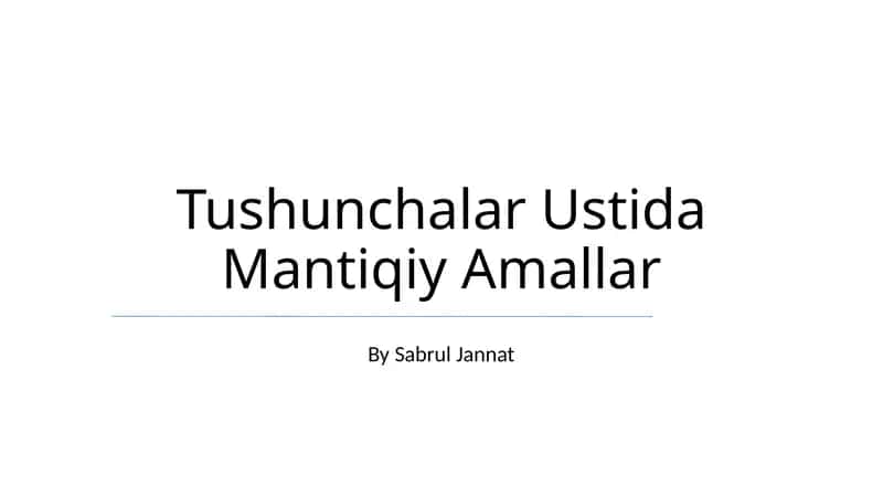 Tushunchalar Ustida Mantiqiy Amallar