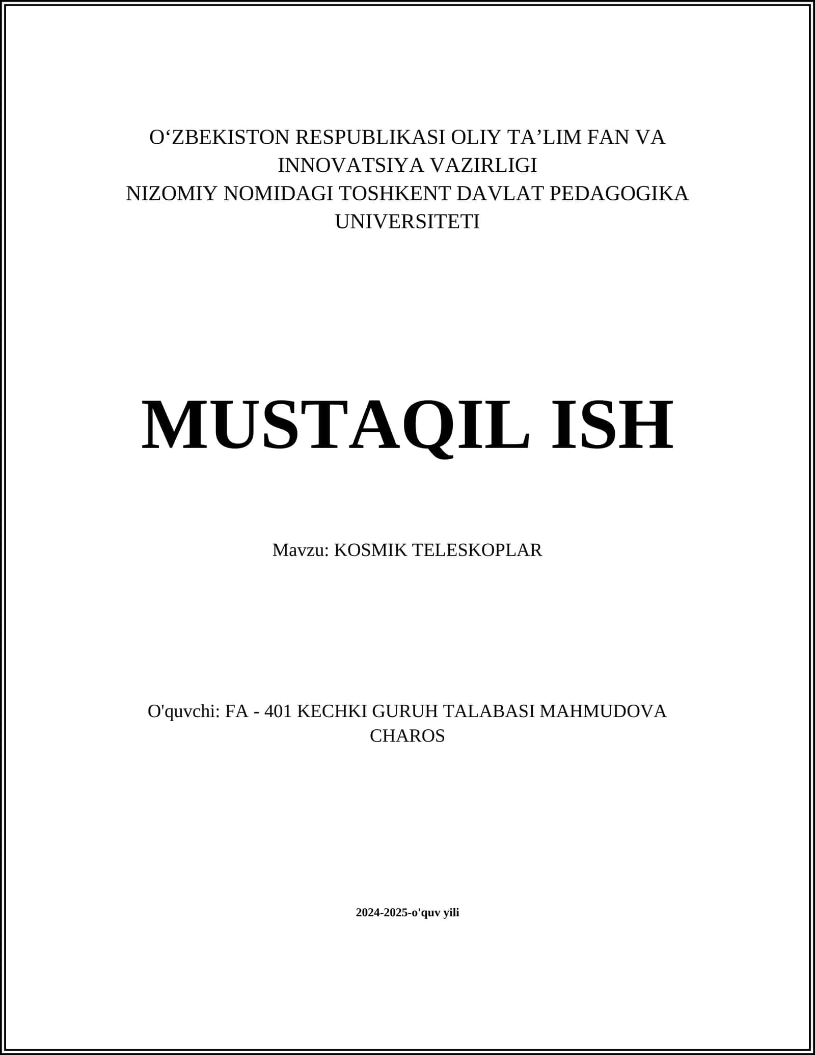 KOSMIK TELESKOPLAR