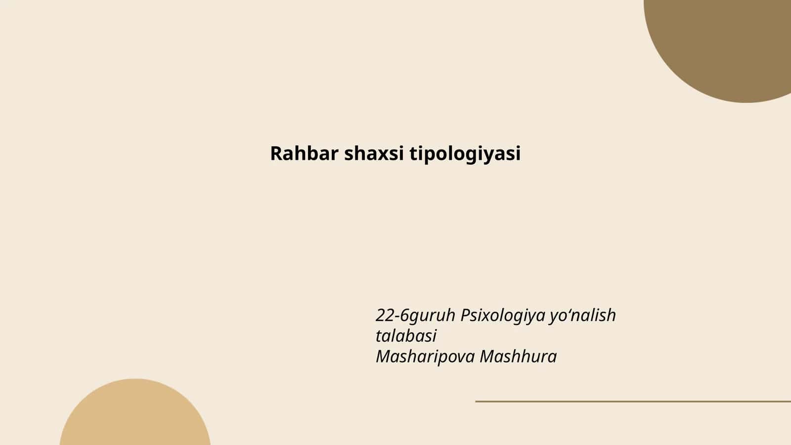 Rahbar shaxsi tipologiyasi