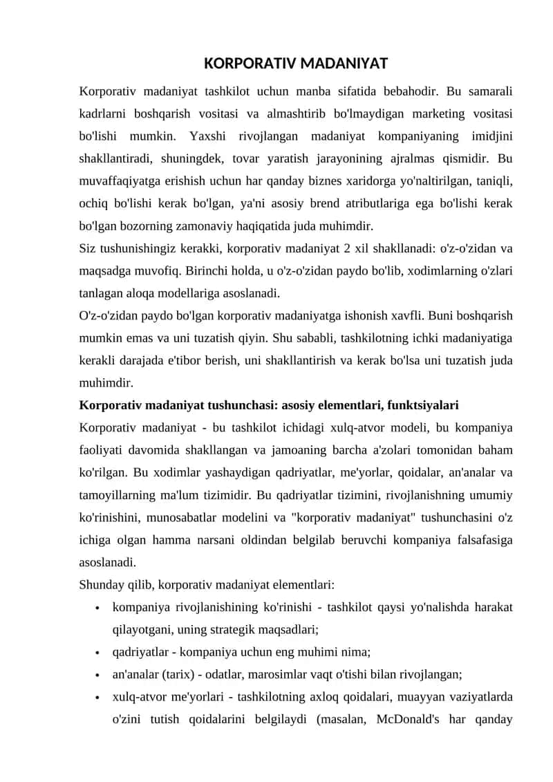 Korporativ madaniyat