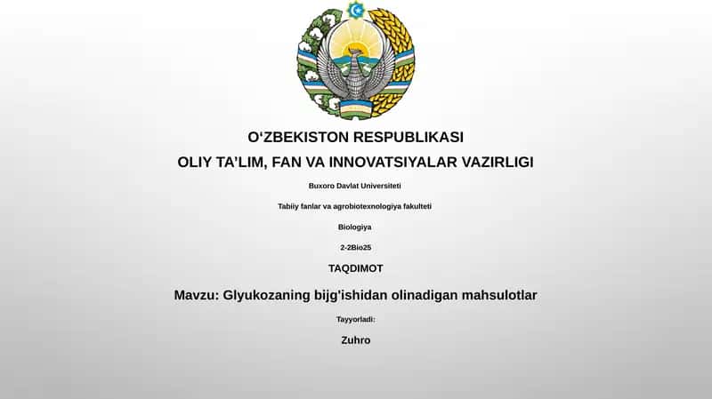 Glyukozaning bijg'ishidan olinadigan mahsulotlar