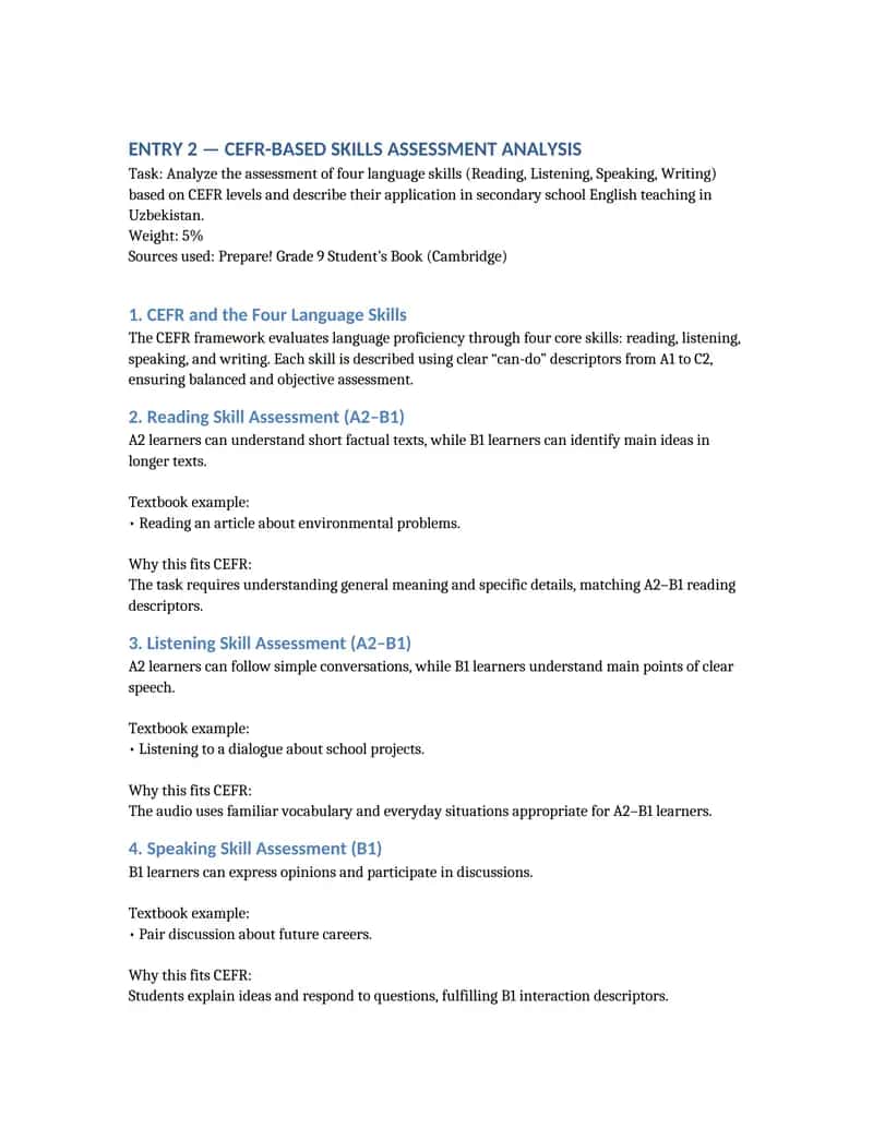 CEFR-Based Skills Assessment Analysis