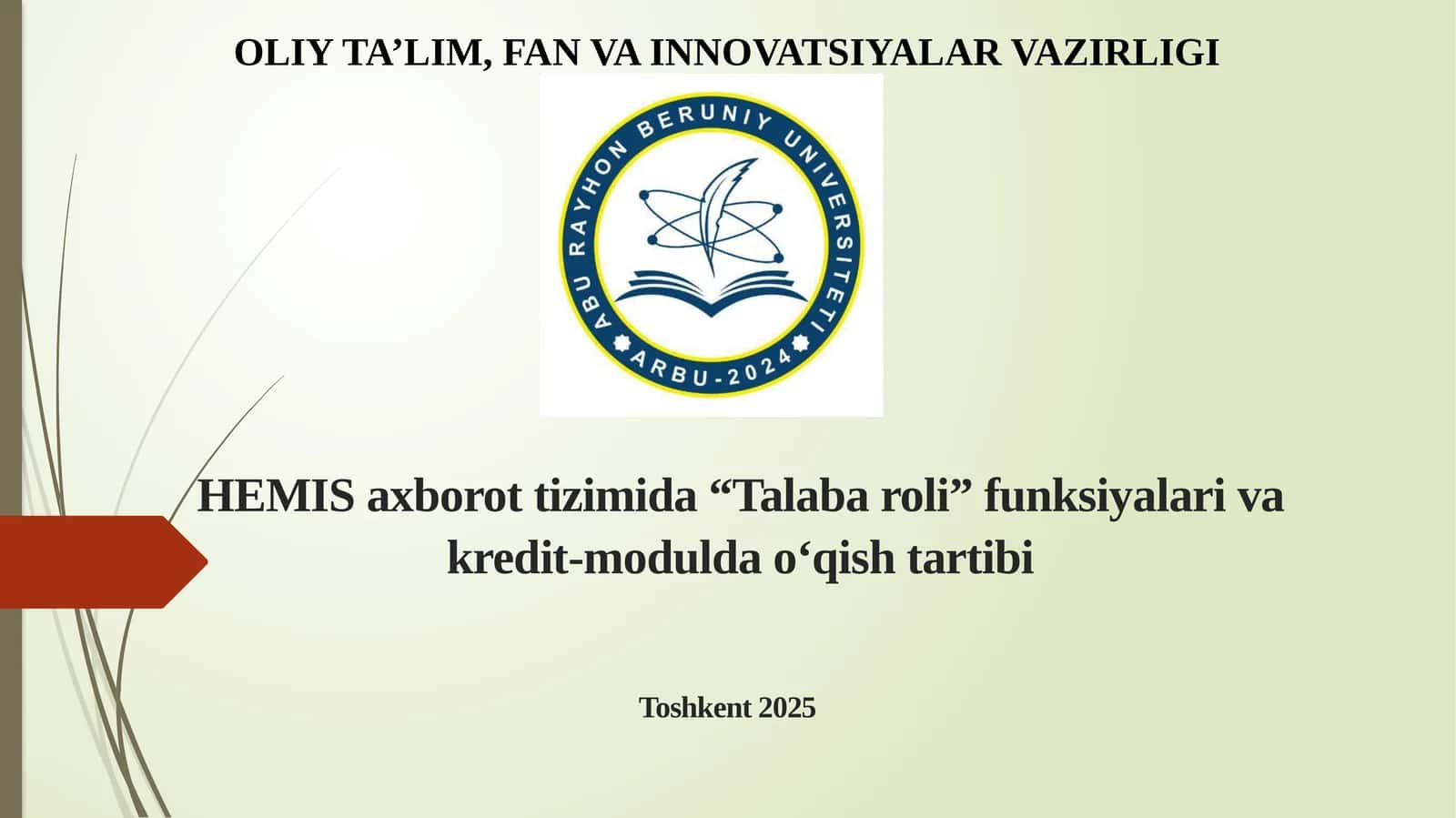 HEMIS axborot tizimida “Talaba roli” funksiyalari va kredit-modulda o‘qish tartibi