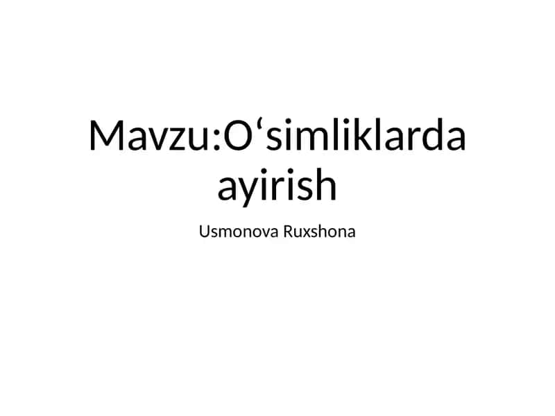 Oʻsimliklardaayirish