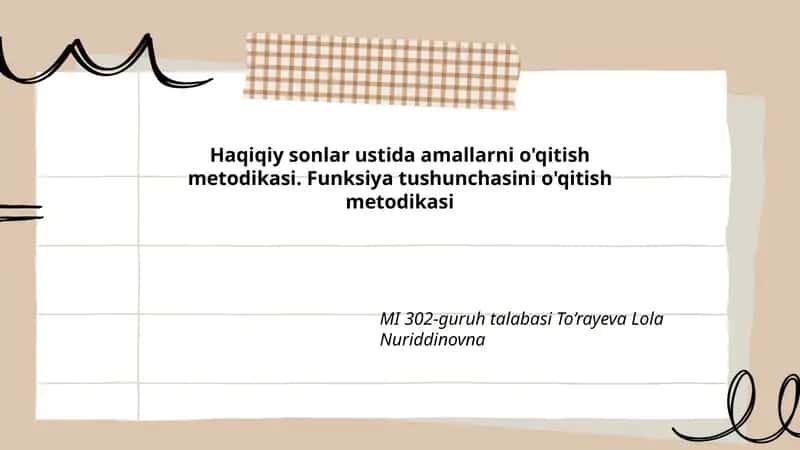 Haqiqiy sonlar ustida amallarni o'qitish metodikasi