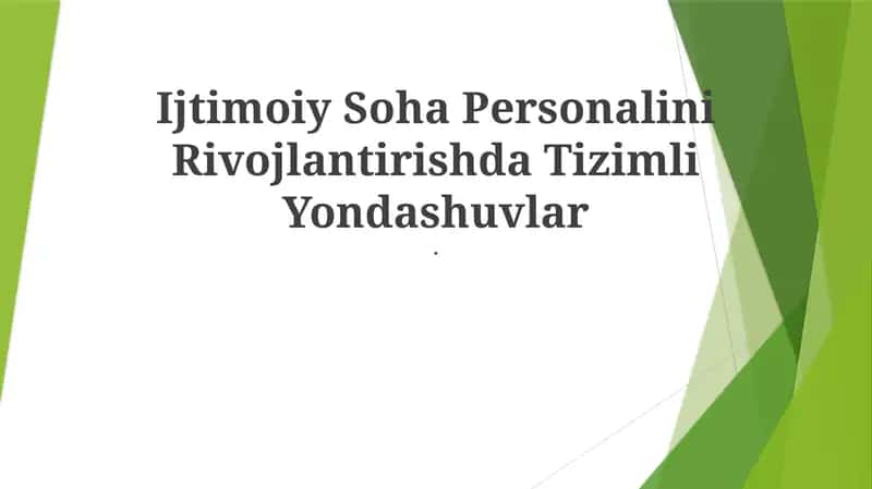 Ijtimoiy Soha Personalini Rivojlantirishda Tizimli Yondashuvlar
