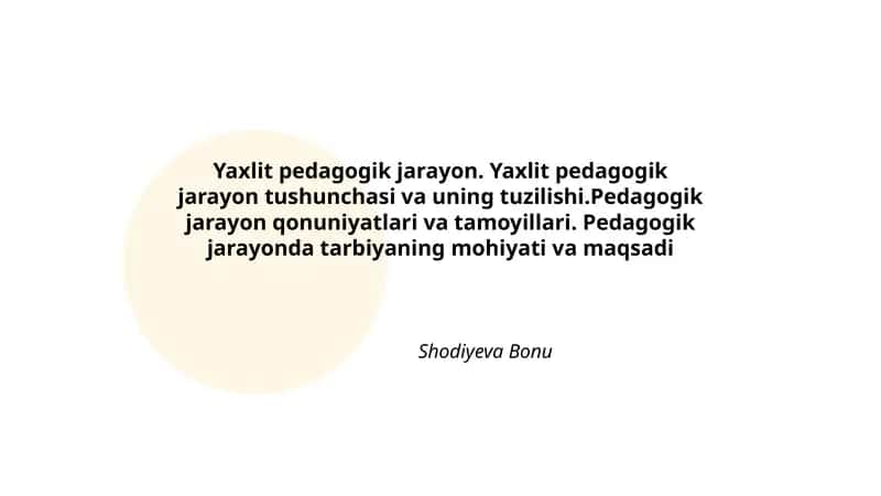 Yaxlit pedagogik jarayon